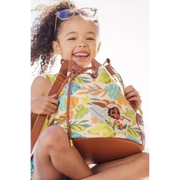 NEW! Disney Moana Canvas Swim Bag Hawaiian Print & Embroidered Patch Handbag - Picture 1 of 10